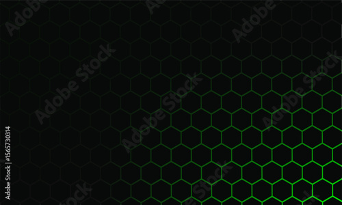 Black Hexagonal Pattern on Green Magma Background. Modern technology innovation concept. Modern background