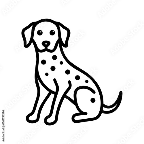 Black and White Minimalist Line Art Dalmatian Dog Sitting