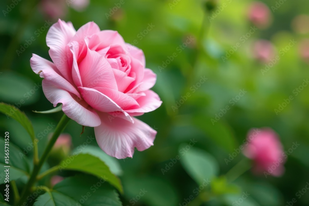 Delicate rose pink blooms, lush green foliage, natural garden backdrop , image, garden background Delicate rose pink blooms, lush green foliage, natural garden backdrop , image, garden background