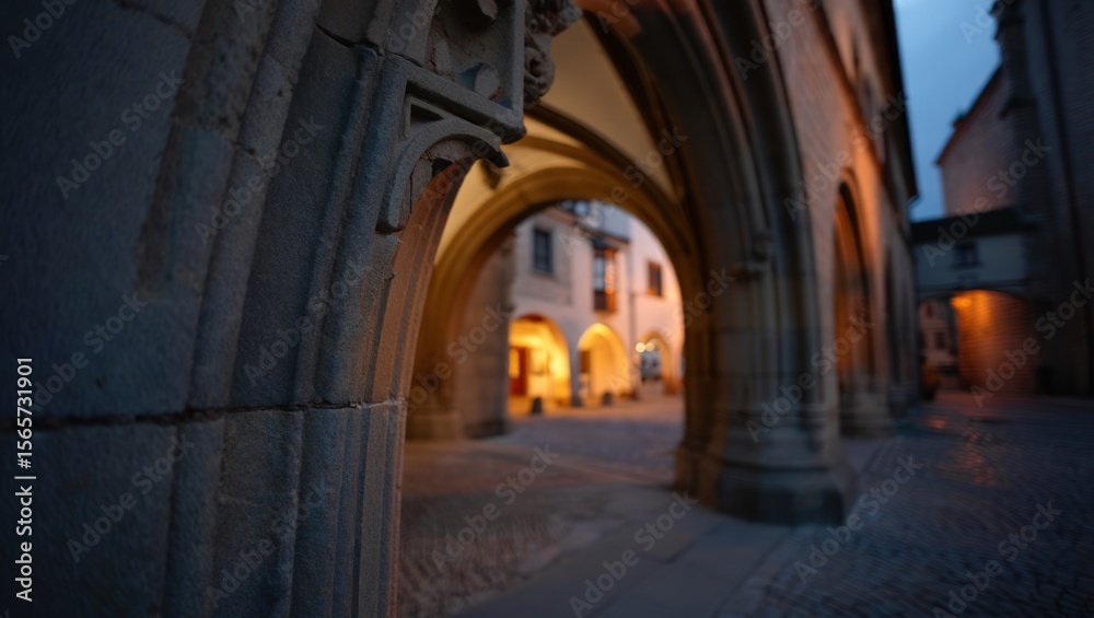 Historic Arches at Dusk Evoke Serene Evening Atmosphere Historic Arches at Dusk Evoke Serene Evening Atmosphere