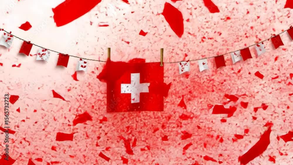 Switzerland flag with red grunge and splatter
