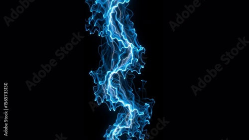 Electric Symphony: A striking blue lightning bolt dramatically illuminates against a stark black backdrop, representing the raw power and natural energy.