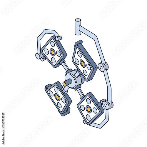 Surgical lighting system with multiple arms for operating theaters.