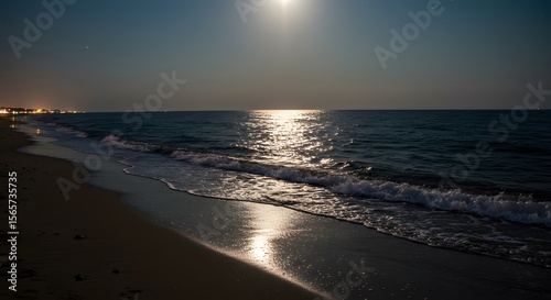 Wallpaper Mural Moonlit Seascape: Tranquil Night at the Beach Torontodigital.ca