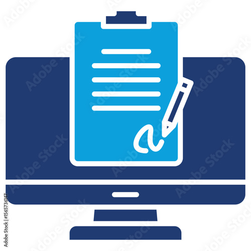 Smart Contract Flat Blue Icon