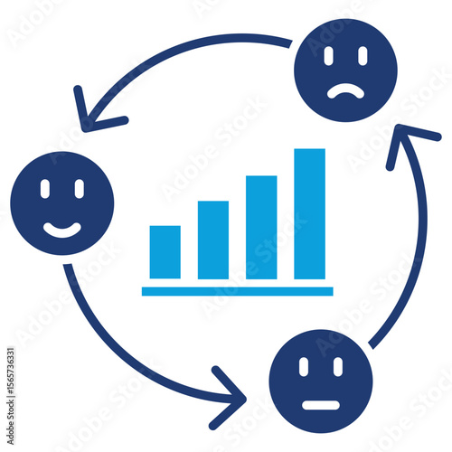 Market Analysis Flat Blue Icon