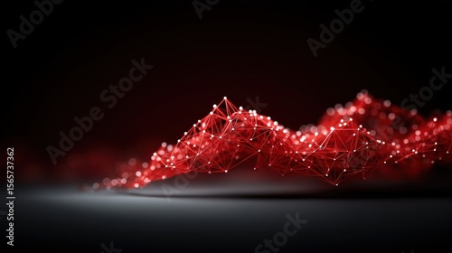 Abstract red technology wallpaper with connected dots and lines representing a digital network