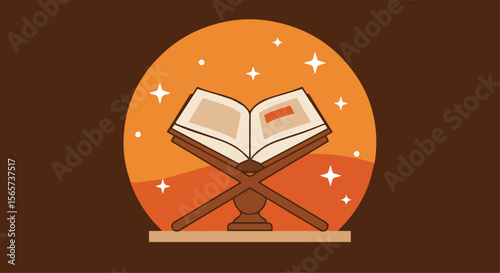 The Holy Quran on a Rehal (Lectern) with Stars


