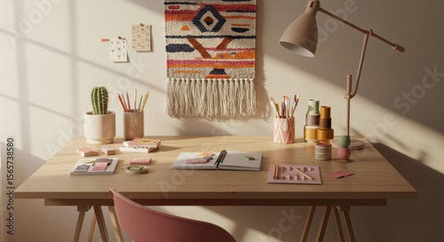 Cozy creative workspace with natural light