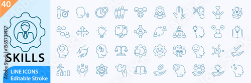 Soft skills icon set. Containing communication, empathy and more. Line icons vector collection. Editable Stroke.