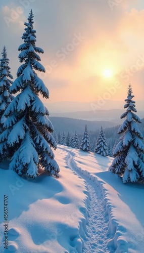 Vast, snow-covered Siberian taiga stretches to the horizon under a pale winter sun Ancient pines stand sentinel against a breathtaking backdrop of pristine wilderness , scenery, needles