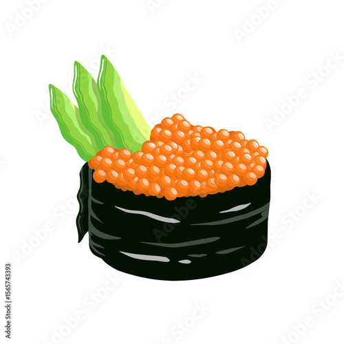 Illustration of Ikura Sushi with Salmon Roe
