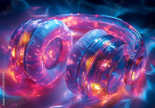 Glowing Neon Headphones Immersive Audio Experience