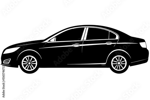Sleek black sport luxury automobile vector illustration with isolated side view design