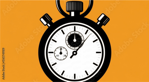 A graphic illustration of a classic stopwatch against an orange background.