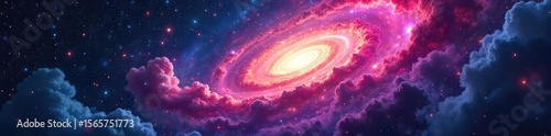 A swirling nebula in deep space, vibrant colors illuminating cosmic dust and gas clouds, suggesting the vastness of the universe and the mysteries of astrology , night sky, awe, supernova