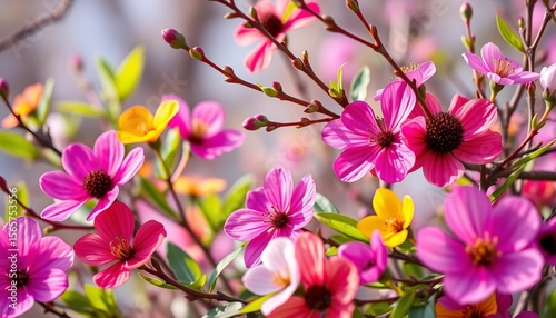 Vibrant spring wildflowers, leaves & branches Perfect for Easter, spring decor, & prints,  spring vector,  easter clipart