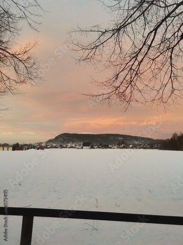 sunset on winter
