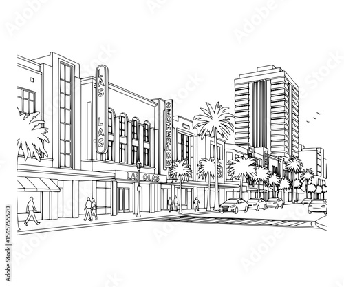 Line Art of Las Olas Boulevard, Fort Lauderdale