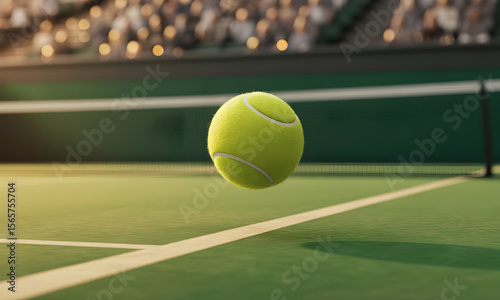 Tennis ball in mid air on court
