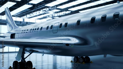Airplane Interior Close-Up in Hangar for Travel Stock Footage