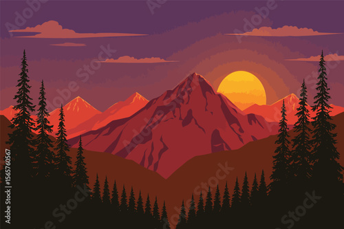 Majestic sunrise in mountains scenic landscape