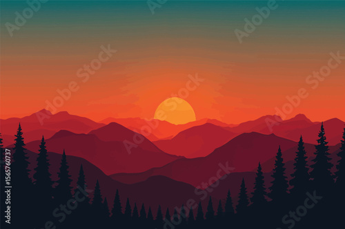 Majestic sunrise in mountains scenic landscape
