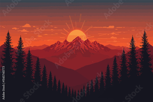 Majestic sunrise in mountains scenic landscape