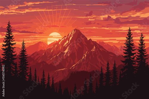 Majestic sunrise in mountains scenic landscape