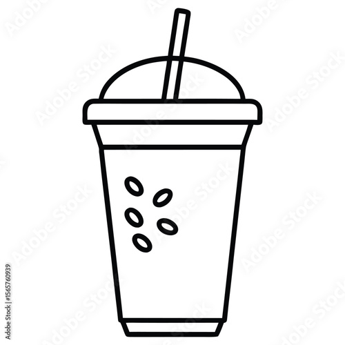 Ice latte concept. Iced coffee in plastic cup with grains. Aroma and beverage. Menu cafe or coffee shop