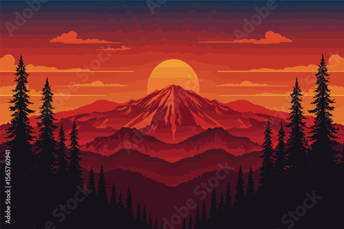 Majestic sunrise in mountains scenic landscape