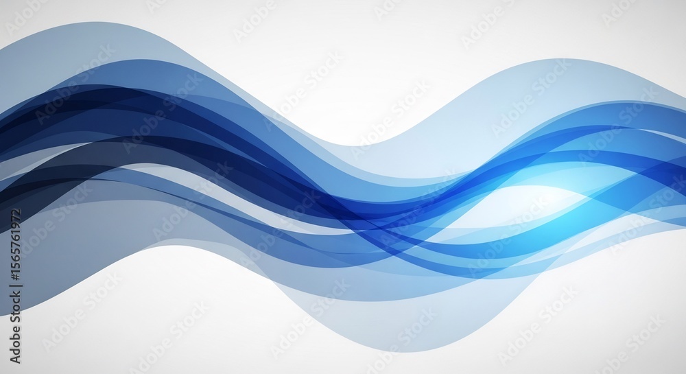 Fototapeta premium Dynamic Blue Wave Abstract: Flowing Curves and Light on White Background