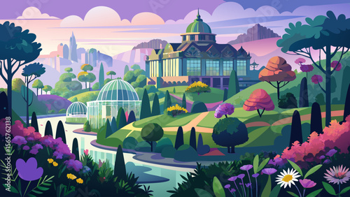 Royal Botanic Garden Edinburgh, shrouded in morning Scottish mist, is magical and calm, filled with rare flowers and ancient trees.