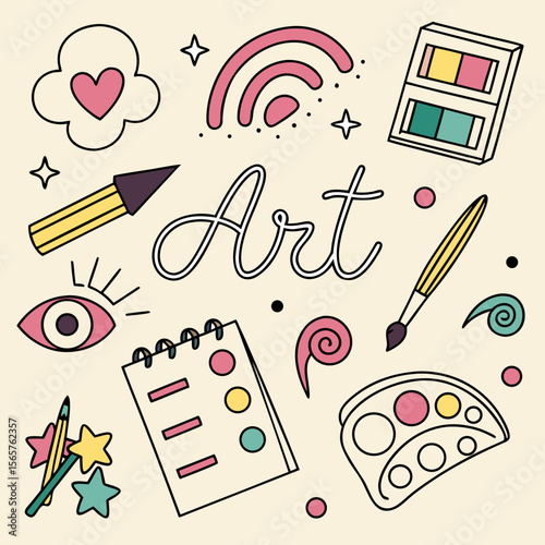  Vibrant Hand-Drawn Doodle "Art" Collection - Creative & Inspiring Elements