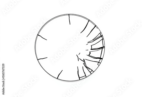 Single continuous line drawing of a shattered plate, showcasing sharp splinters against a stark white background,  single line art,  continuous line