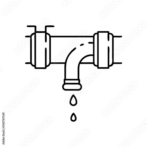 Leaking pipe with water drop line icon. Sewage system problem and plumbing issue concept. Vector icon for website, app, infographic