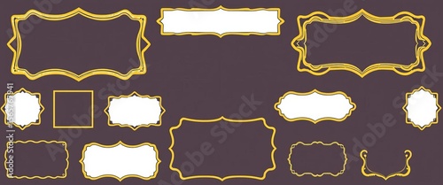 Collection of wavy scalloped rectangular and oval frames in various sizes and orientations , rectangle, background