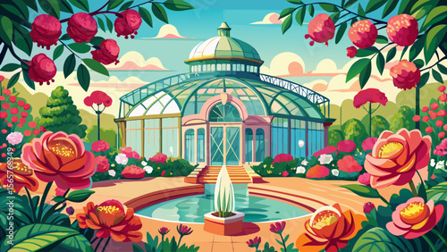 In Trädgårdsföreningen in Gothenburg, a Victorian greenhouse and blooming roses in summer paint a romantic and gentle scene.