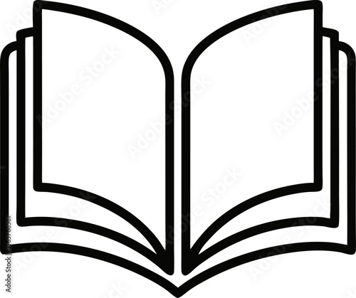 An outline icon open book with pages with white background.