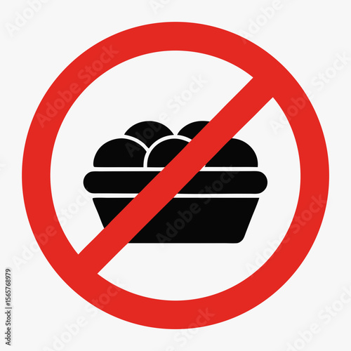 Prohibition Symbol of Ice Cream in a Dish for Health Campaigns, Nutrition Awareness, Dietary Restrictions, and Food Safety Education  