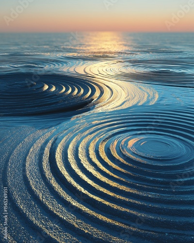 Sunset Ripples with Geometric Harmony – A Soothing Water Texture Reflecting Emotional Regulation, Resilience, and Inner Peace,Soothing background