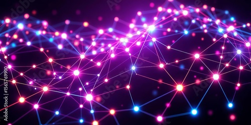 Abstract glowing vector seamless pattern, futuristic hi-tech background with interconnected lines and nodes,  geometric,  information