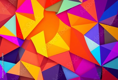 Abstract geometric shapes in vibrant, trendy colors forming a dynamic banner design,  composition,  banner