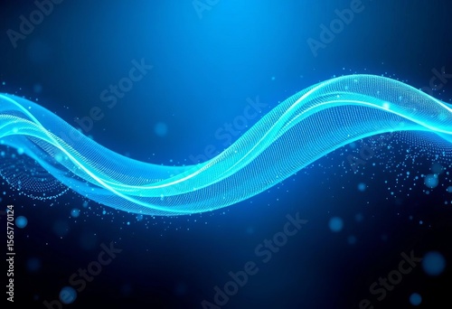 Abstract blue digital wave, glowing particles, futuristic technology background, wave, dark