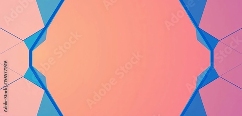 Abstract blue hexagonal frame, geometric background, science, background