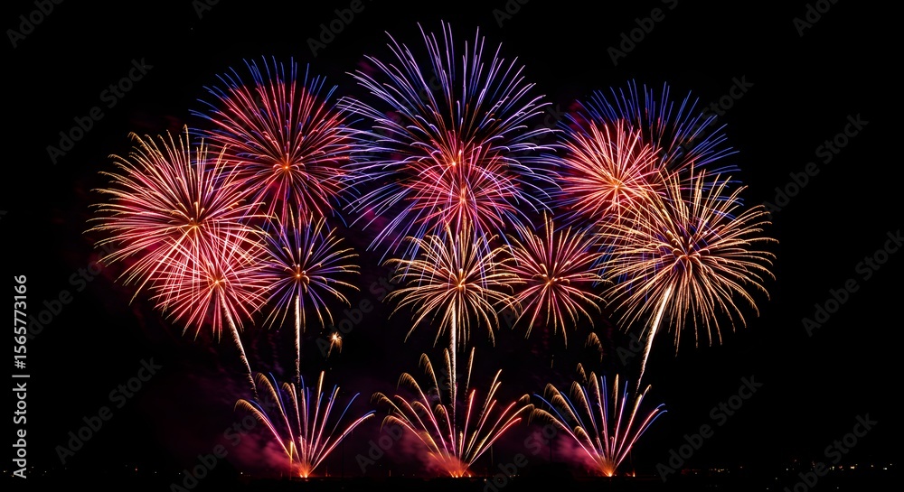Fourth of July fireworks Spectacular Fireworks Display Vibrant Colors Illuminating the Night Sky Fourth of July fireworks Spectacular Fireworks Display Vibrant Colors Illuminating the Night Sky