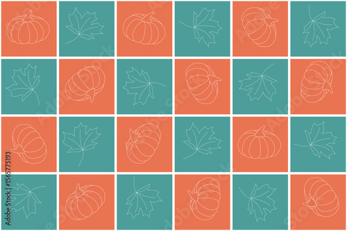 Autumn-toned checkered background, suitable for printing as wallpaper or tablecloth fabric