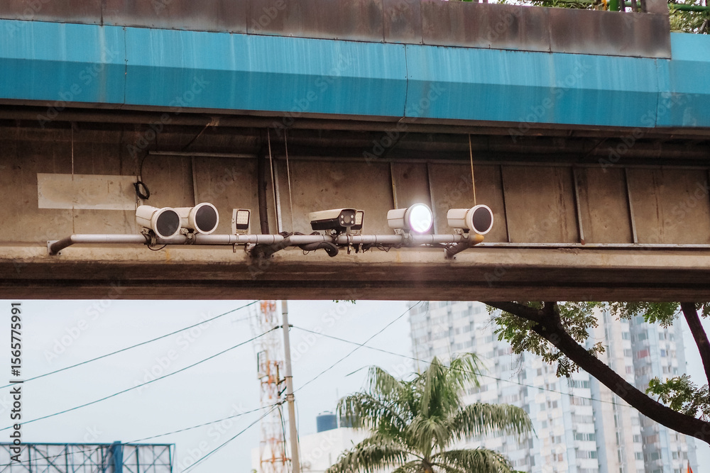 CCTV camera with special lights for electronic traffic law enforcement to monitor traffic violations CCTV camera with special lights for electronic traffic law enforcement to monitor traffic violations