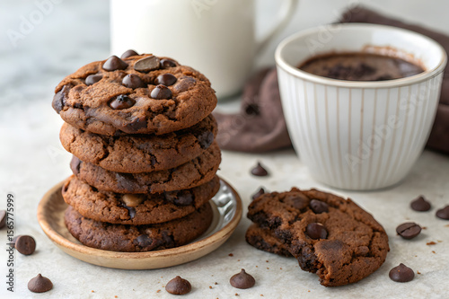 A stack of Mexican hot chocolate cookies photographed from front view