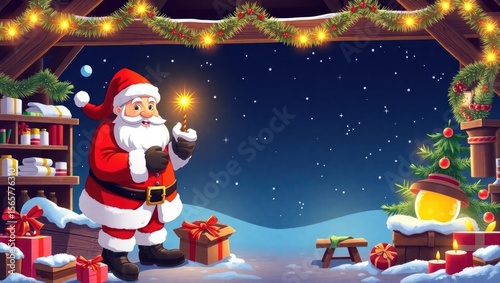 copy space for text background Christmas Santa’s Workshop concept